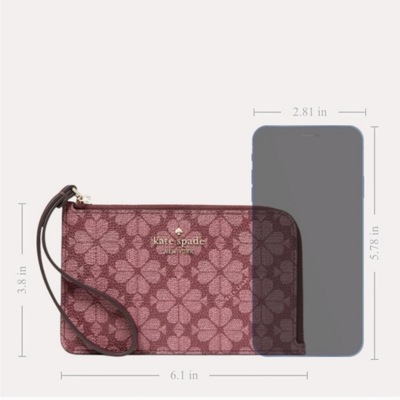 🔹️Kate Spade🔹️ Lucy Grenache PURPLE  Multi Small L Zip Wristlet - Picture 5 of 6